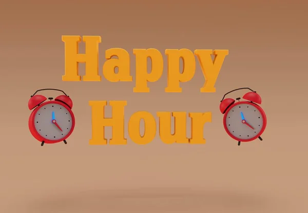 Happy Hour Rendering Happy Hour Bar Minimal Lettering Alarm Clock — Stockfoto