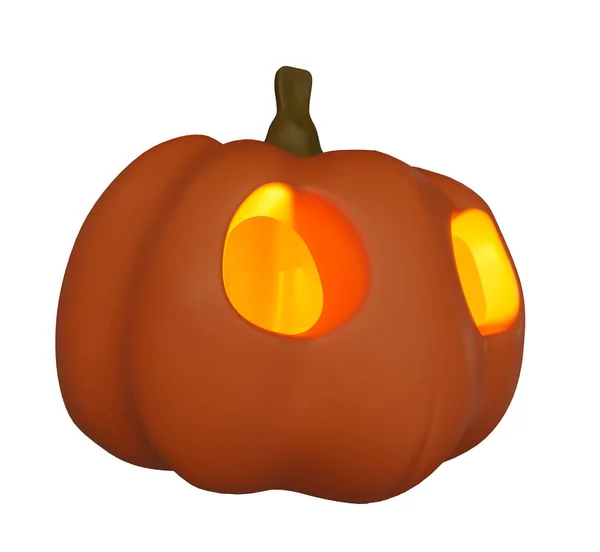 Halloween Concept Candle Glowing Pumpkin Illustration Halloween Pumpkin Character — Zdjęcie stockowe