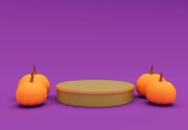 Rendering Halloween Pumpkin Podium Minimal Halloween Background Design Element — Stock Photo, Image
