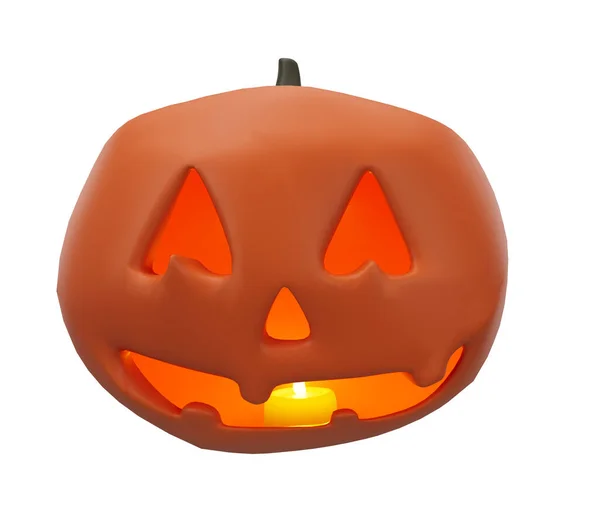 Halloween Concept Candle Glowing Pumpkin Illustration Halloween Pumpkin Character — Stockfoto