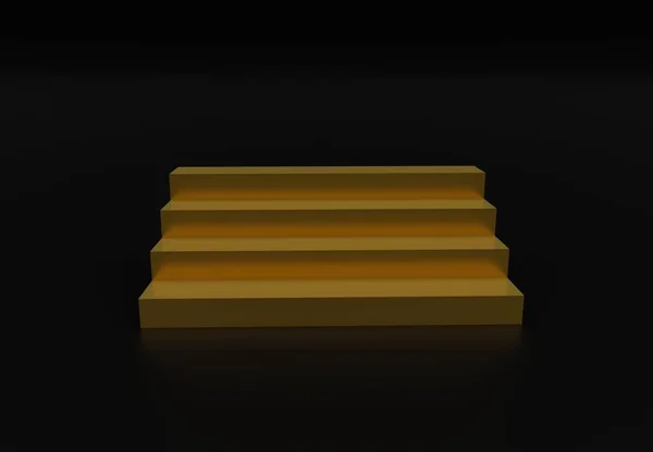 Rendering Golden Stairs Realistic Illustration Black Background — Photo