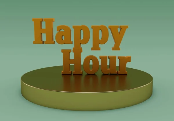 Happy Hour Gold Color Rendering Happy Hour Bar Minimal Lettering — Foto de Stock