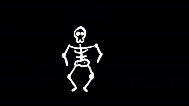 Ghost Skeleton Dancing Loop Motion Graphics Video Transparent Background Alpha — Stock video