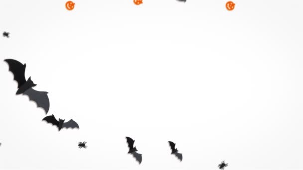 Pumpkin Bat Loop Motion Graphics Video White Background — Stockvideo