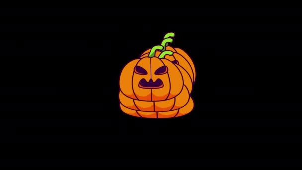 Halloween Pumpkin Loop Motion Graphics Video Transparent Background Alpha Channel — Stok Video