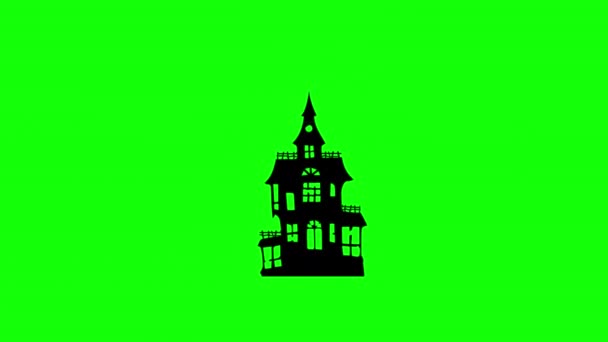 Ghost House Loop Motion Graphics Video Transparent Background Alpha Channel — Stock video