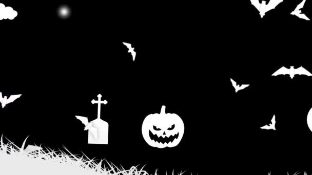 Halloween Horror Zombie Loop Scene Transparent Background Alpha Channel — Vídeos de Stock