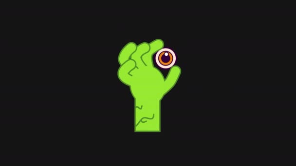 Zombie Hand Eyeball Loop Motion Graphics Video Transparent Background Alpha — Stok video