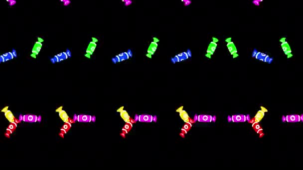 Красочные Конфеты Петли Движения Графики Видео Прозрачный Фон Альфа Канал — стоковое видео