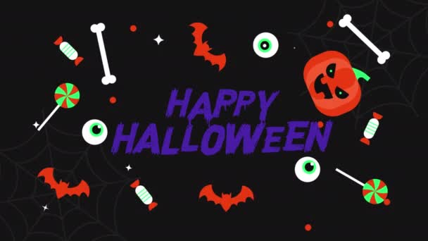 Happy Halloween Party Word Motion Graphics Video Transparent Background Alpha — Αρχείο Βίντεο