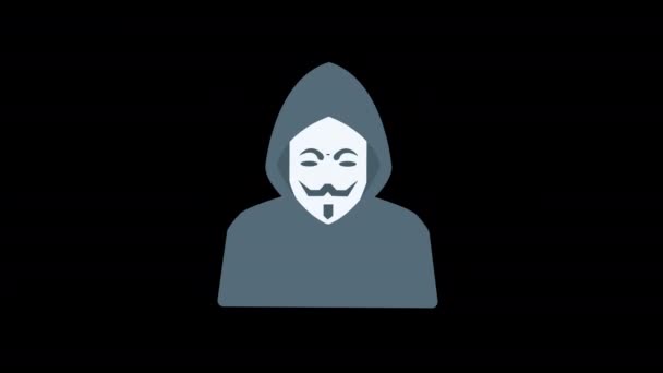 Anonymní Ikona Hackera Alfa Kanálem Transparentní Pozadí Prores 444 — Stock video