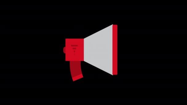 Megafon Ikona Ruchu Grafika Animacja Kanałem Alfa Przejrzyste Tło Prores — Wideo stockowe