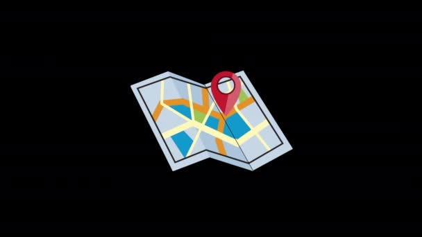 Location Pin Und Map Icon Bewegungsgrafik Animation Mit Alphakanal Transparentem — Stockvideo