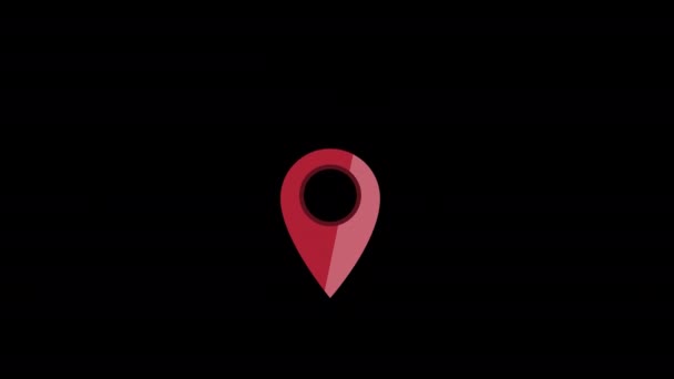 Location Pin Icon Motion Graphics Animation Alpha Channel Transparent Background — Stock Video