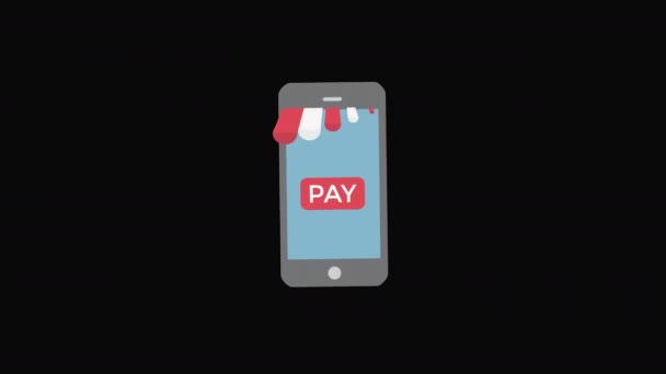 Phone Pay Icon Motion Graphics Animation Mit Alphakanal Transparentem Hintergrund — Stockvideo