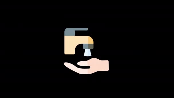 Tvätta Hand Ikon Rörelse Grafik Animation Med Alfakanal Transparent Bakgrund — Stockvideo