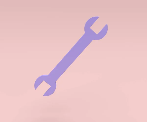 Hand Wrench Tool Spanner Icon Minimal Render Illustration Pink Background — Stock Photo, Image