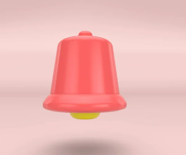 Notification Bell Icon Set Isolated Pink Background Render Yellow Ringing — Stock Photo, Image