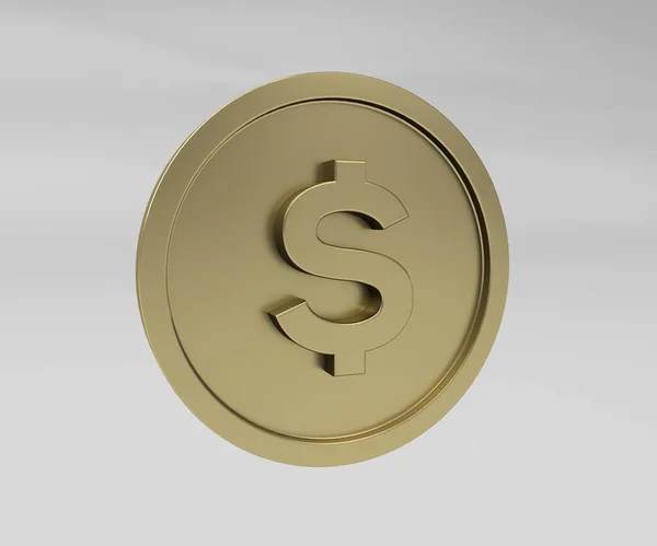 Złote Monety Znakiem Dolara Ilustracji Minimalne Renderowania Ilustracji — Zdjęcie stockowe
