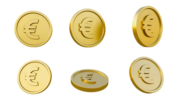Zestaw Złotych Monet Znakiem Euro Ilustracji Minimalny Renderowania Ilustracji — Zdjęcie stockowe