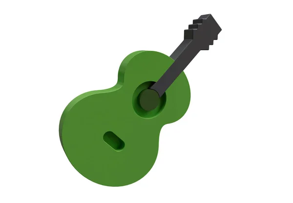 Brudny Zielony Kolor Gitara Ikona Ilustracja Minimalny Renderowania Ilustracja — Zdjęcie stockowe