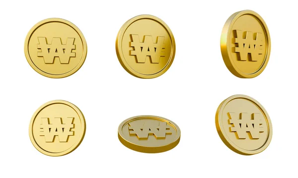 Sada Zlatých Mincí Vyhraným Znakem Měny Nebo Symbolem Ilustrace Minimální Royalty Free Stock Fotografie