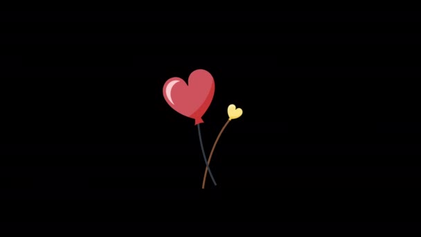 火热的心形气球假日冒险图标循环动画阿尔法通道 透明背景 Prores 444 — 图库视频影像