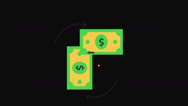 Bitcoin Dólar Animación Bucle Icono Cambio Moneda Con Canal Alfa — Vídeos de Stock
