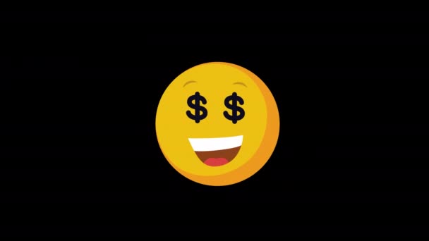 Amor Dinero Emoji Icono Bucle Animación Con Canal Alfa Fondo — Vídeos de Stock