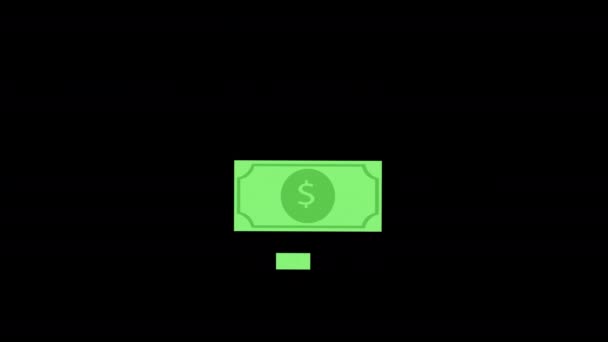 Miłość Dolarów Pieniądze Ikona Pętli Animacja Kanału Alfa Przejrzyste Tło — Wideo stockowe