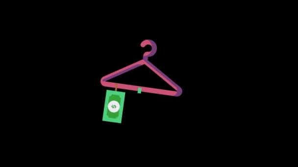 Dollars Opknoping Hanger Pictogram Lus Animatie Met Alfa Kanaal Transparante — Stockvideo