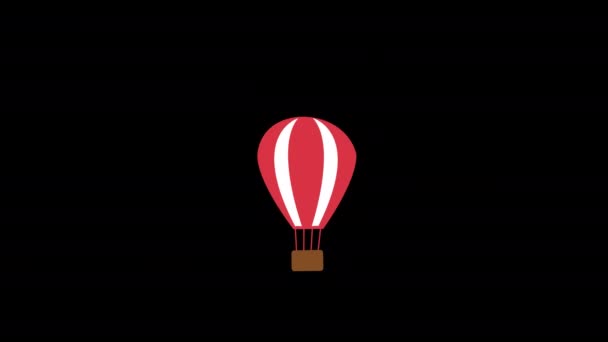 Sıcak Hava Balonu Tatil Macerası Simgesi Alfa Kanalı Şeffaf Arkaplan — Stok video