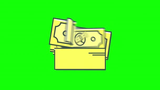 Money Dollars Icon Loop Animation Alpha Channel Transparent Background Prores — Stock Video