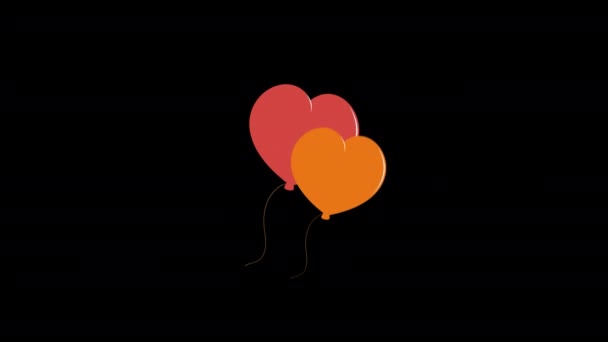 Forma Cuore Caldo Air Balloon Avventura Icona Animazione Loop Con — Video Stock