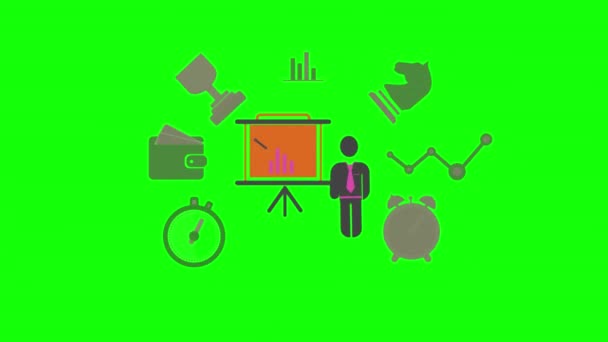 Businessman Presentation Icon Loop 애니메이션 Prores 444 — 비디오
