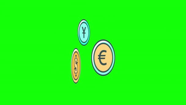 Concepto Cambio Dinero Animación Lazo Icono Moneda Con Canal Alfa — Vídeos de Stock