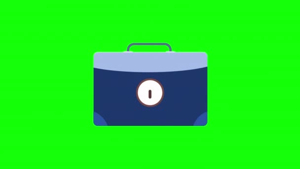 Zakelijke Aktetas Koffer Tas Case Icon Loop Animatie Met Alpha — Stockvideo