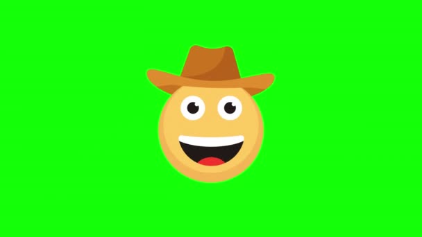 Cowboy Chapéu Emoji Ícone Emoticon Expressão Facial Animação Loop Com — Vídeo de Stock