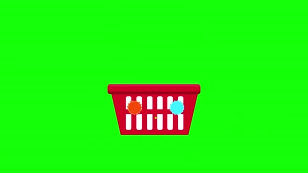 Descuento Icono Etiqueta Precio Supermercado Cesta Compra Línea Animación Bucle — Vídeo de stock