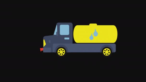 Water Carrier Car Icon Animation Vehicle Loop Animation Alpha Channel — Stock Video