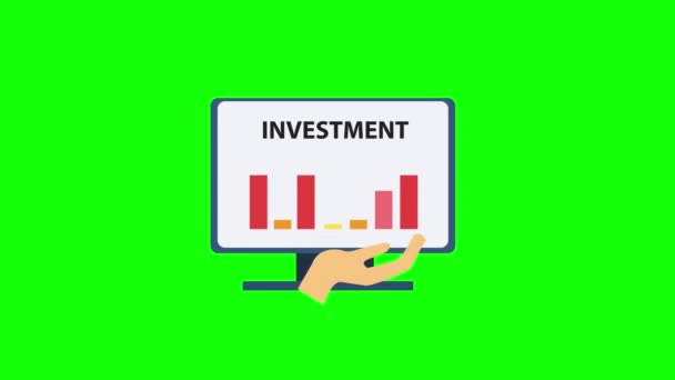 Investeringskurva Monitorikonen Business Tillväxt Diagram Mynt Till Hands Loop Animation — Stockvideo