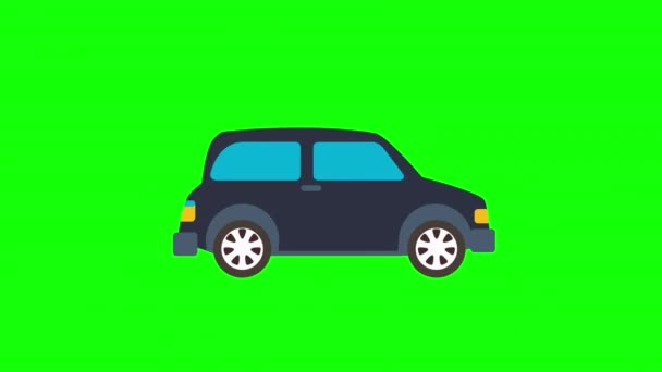 Значок Автомобіля Анімація Анімація Циклу Автомобіля Альфа Каналом Зелений Екран — стокове відео