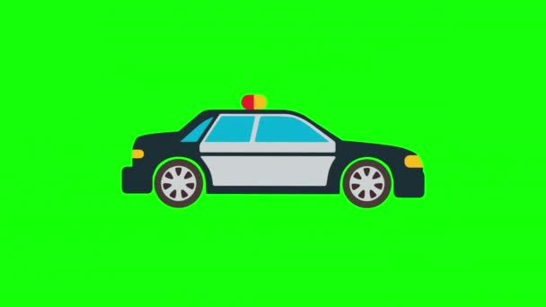 Politie Auto Icoon Animatie Voertuiglus Animatie Met Alpha Kanaal Groen — Stockvideo