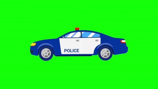 Ikona Samochodu Policyjnego Animacja Animacja Pętli Pojazdu Kanałem Alfa Zielony — Wideo stockowe