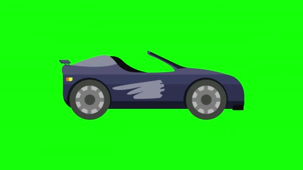 汽车图标动画 带有Alpha通道的车辆环路动画 绿色屏幕 — 图库视频影像