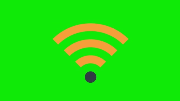 Анимация Беспроводной Иконы Оживление Сигнала Wifi Анимация Альфа Каналом Зеленый — стоковое видео