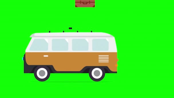 Подорожі Автомобіля Мішком Значок Анімація Анімація Циклу Автомобіля Альфа Каналом — стокове відео