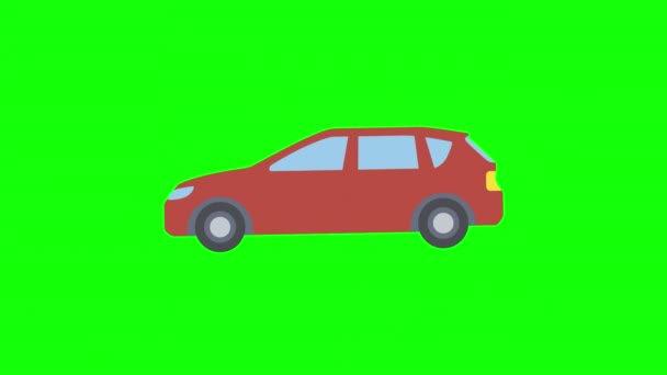 Car Icon Animation Vehicle Loop Animation Alpha Channel Green Screen — Stock Video