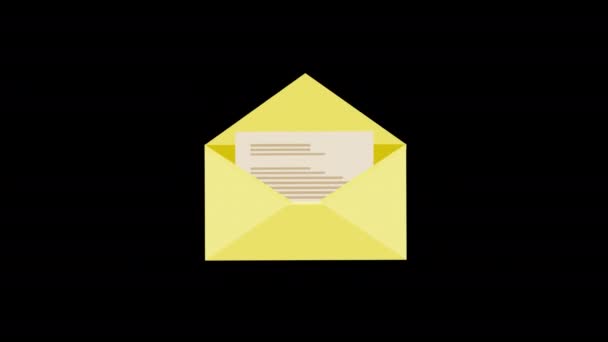 Posta Simgesi Canlandırması Posta Zarfı Döngü Canlandırması Alfa Kanalı Yeşil — Stok video