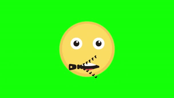 Lydløs Emoji Ikon Animation Loop Animation Med Alpha Kanal Grøn – Stock-video